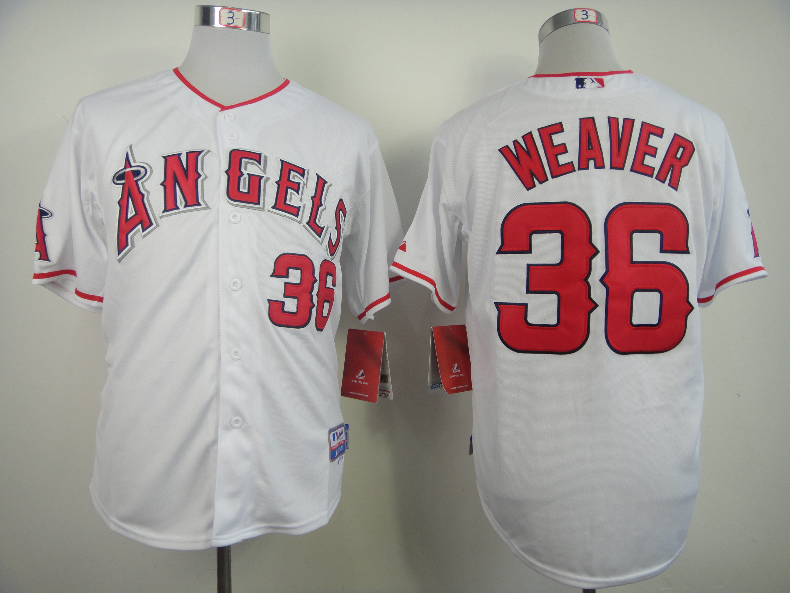Men Los Angeles Angels 36 Weaver White MLB Jerseys